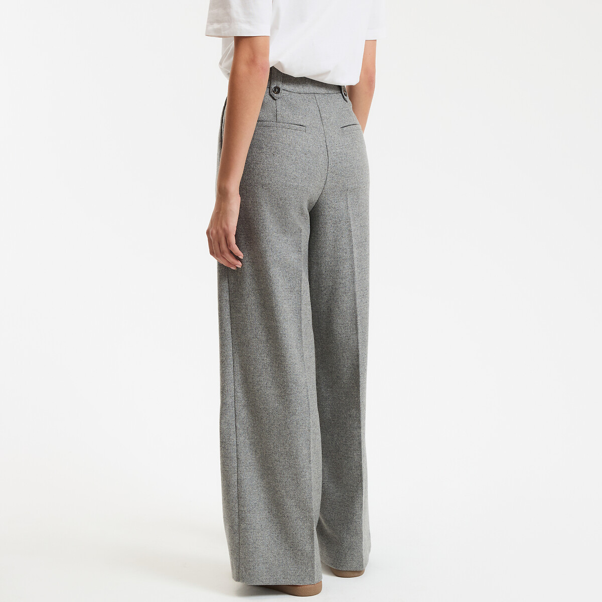 Signatures Siméo Pleated Wide Leg Trousers in Wool Blend light grey, LA REDOUTE COLLECTIONS