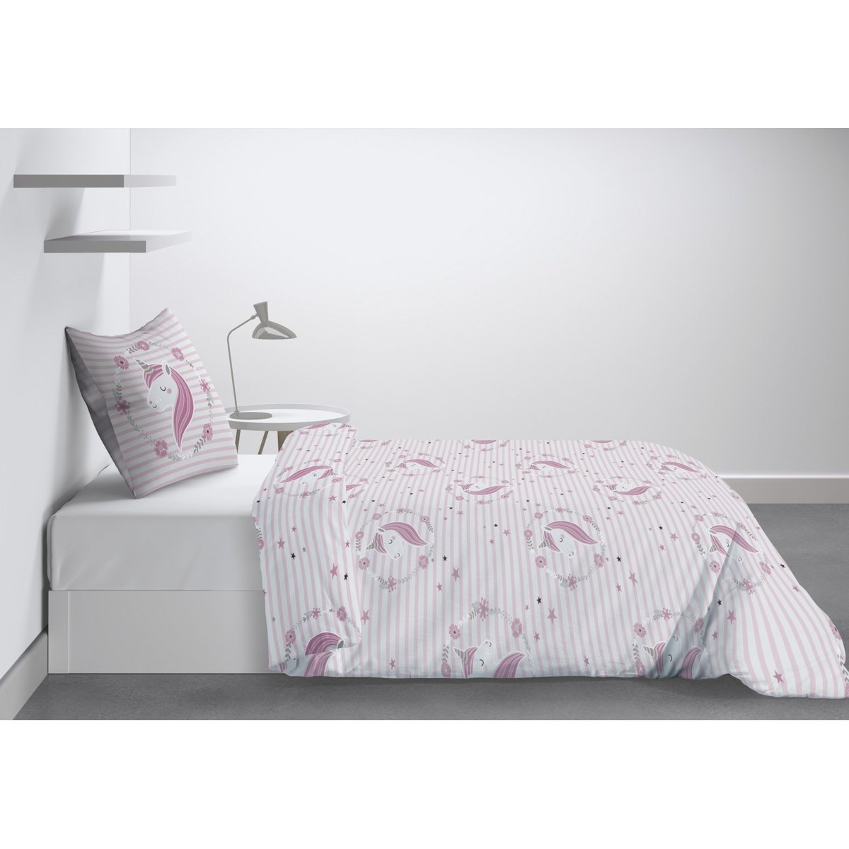 Housse de couette + 1 taie Rina petite licorne rose, EDEN