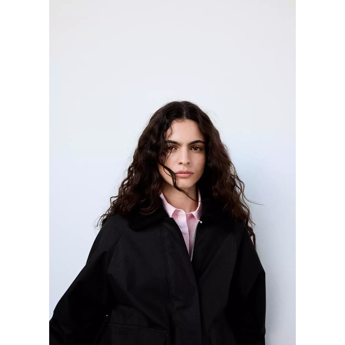 Parka coton en velours côtelé noir, MANGO