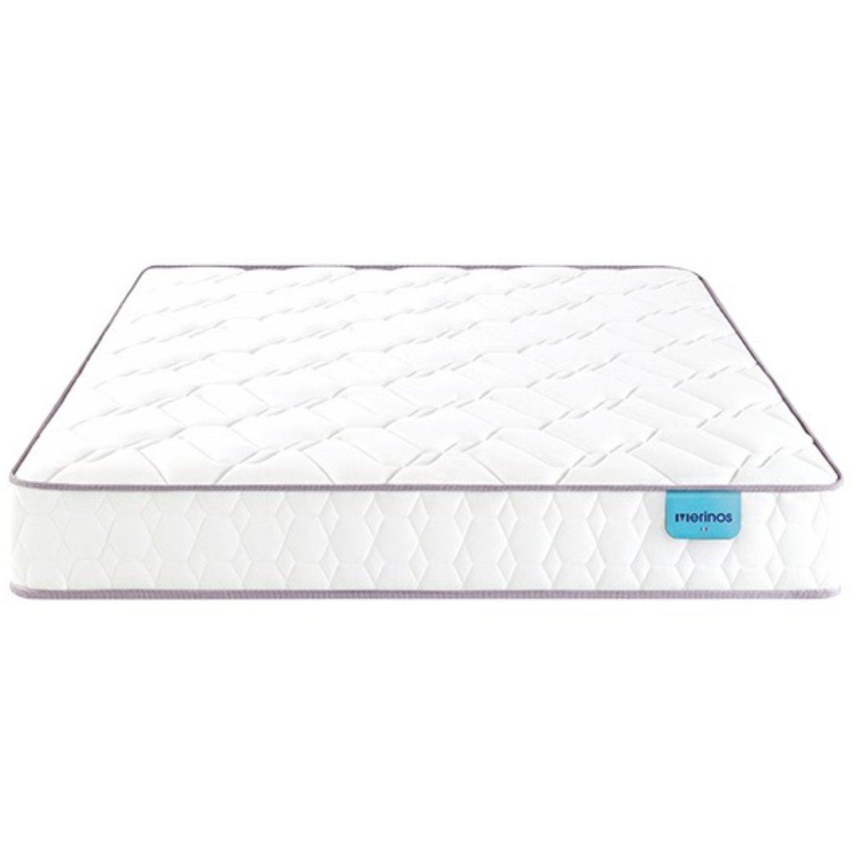 Ensemble matelas ressorts ensachés MORNING ROUTINE, sommier TWIST et pieds blanc, MERINOS