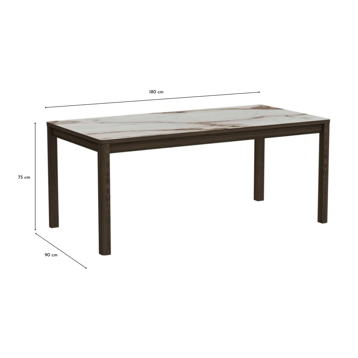 Table rectangulaire en céramique et chêne fumé 6 places L180 - SIMONE beige, HELLIN, DEPUIS 1862