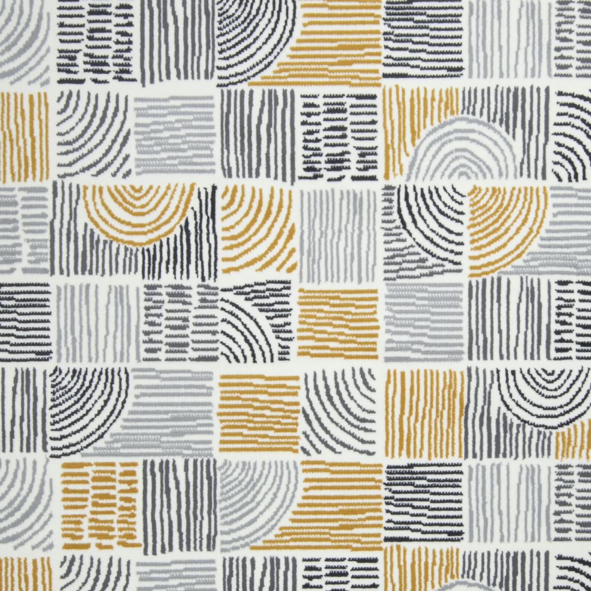 Tapis salon LYN1 ETNI, motif géométrique graphique, moderne jaune, crème, noir, UN AMOUR DE TAPIS