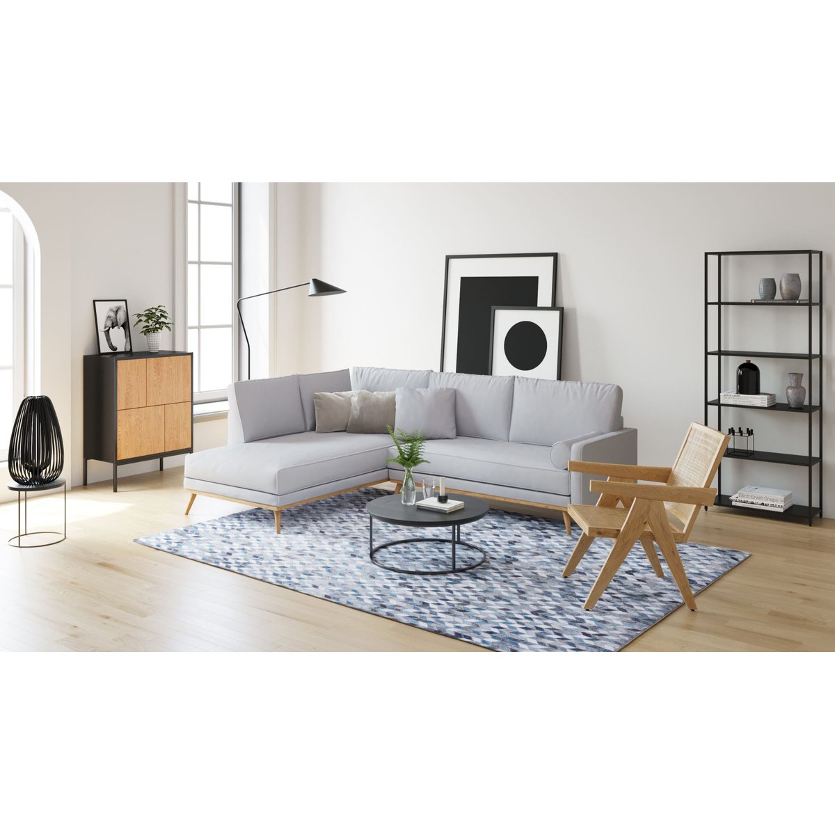 Tapis imprimé Serena, aspect cuir, plat bleu multicolore, GINO FALCONE