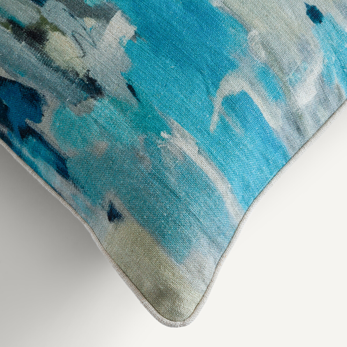 Thian Printed Linen Cushion Cover blue watercolour, AM.PM