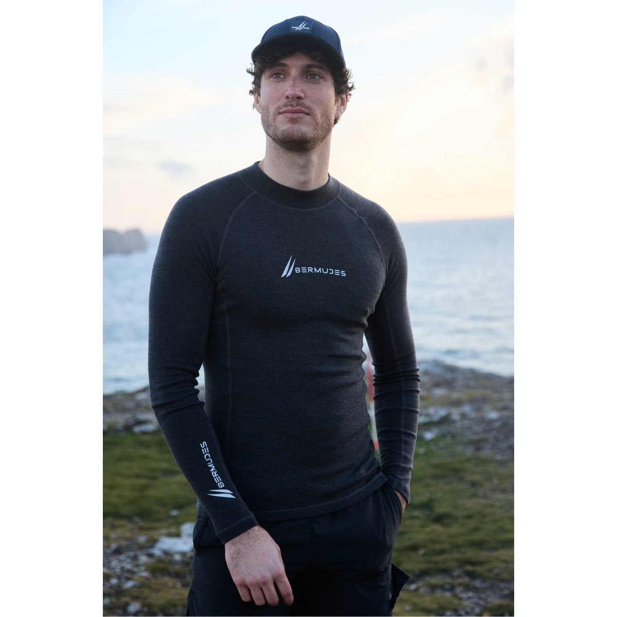 T-shirt thermique manches longues 3 OLLY anthracite chine, BERMUDES
