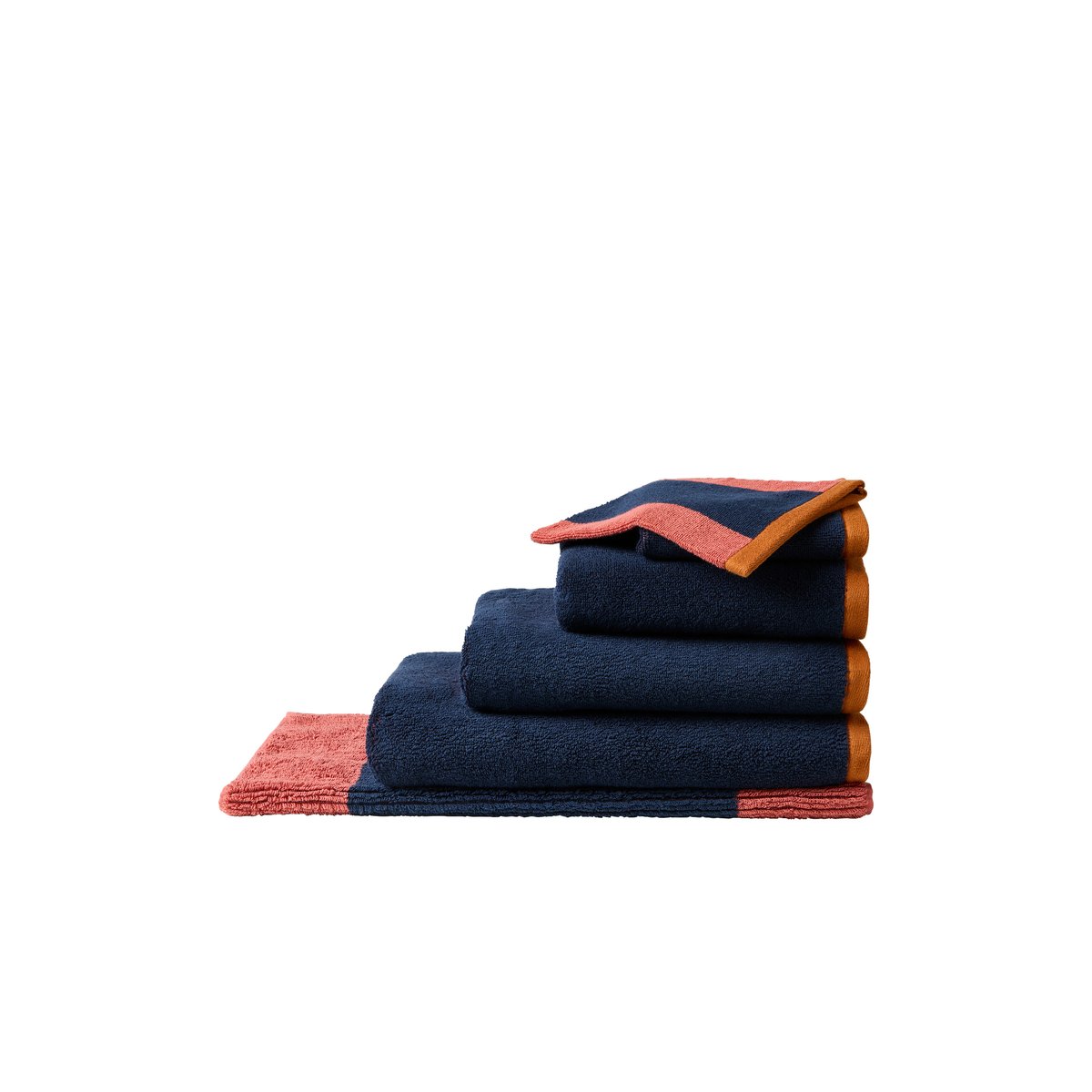Serviette de toilette coton ORINE marine, CARRE BLANC