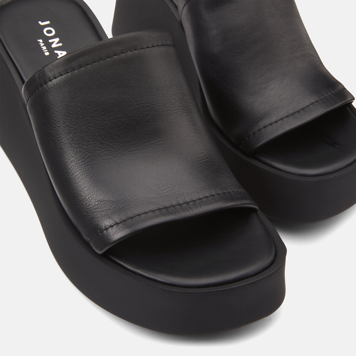 Eugene leather platform mules black, JONAK