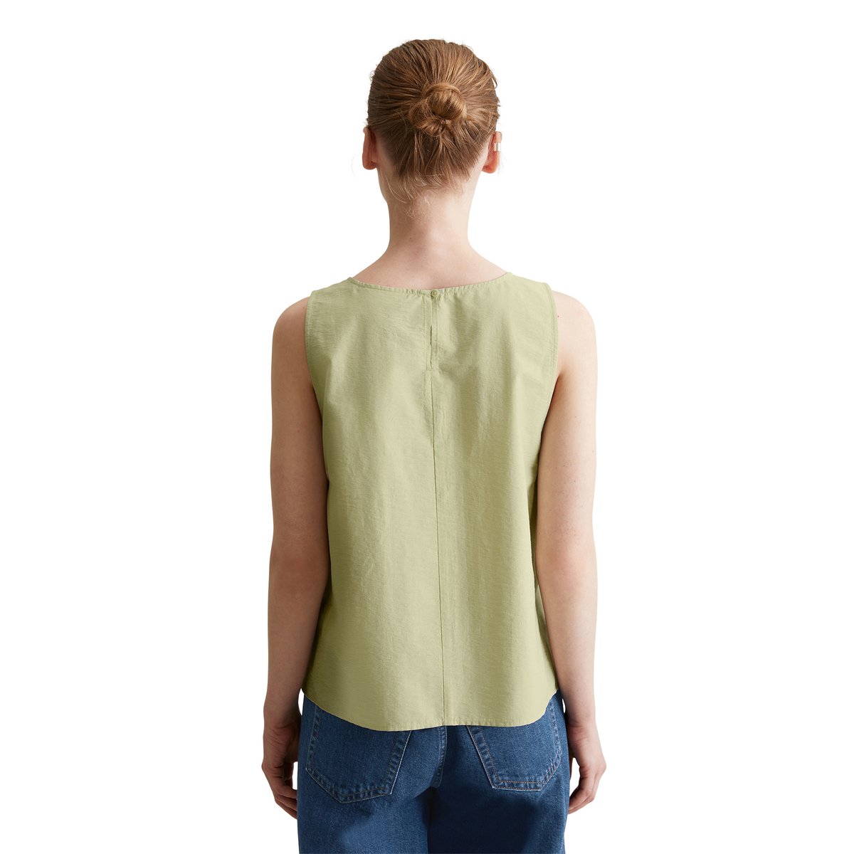 Top chemisier regular cropped en mélange de coton organique vert, MARC O’POLO DENIM