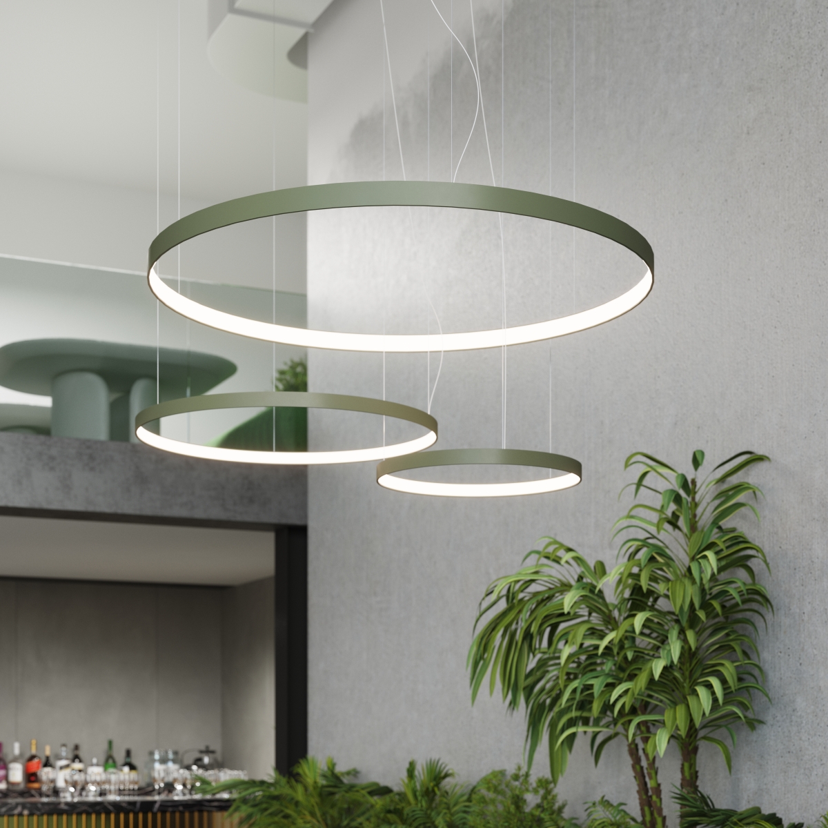 Lustre Aluminium Ocre Rouge LED 2 Rio ocre rouge, EDEN