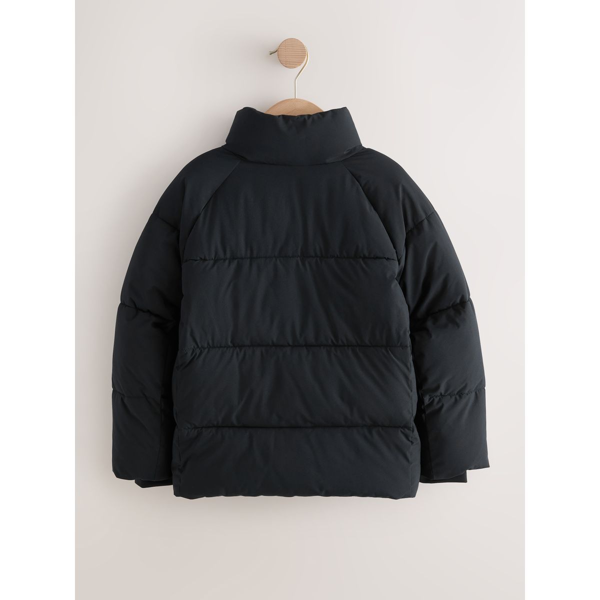 Manteau rembourré sans capuche à micropolaire noir, NEXT