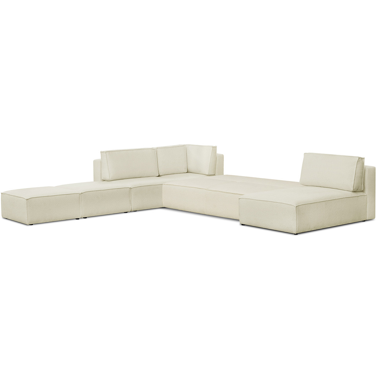 Canapé d'angle gauche convertible 8+2 places en tissu bouclé - HARPER MOD ecru, HOMIFAB