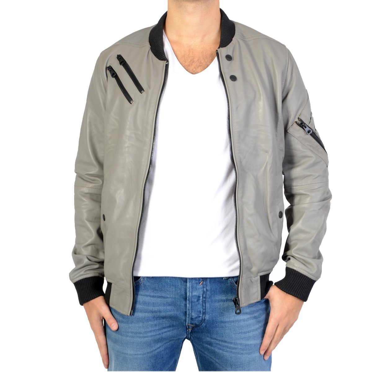 Blouson Cuir Costa Palerme gris, REDSKINS