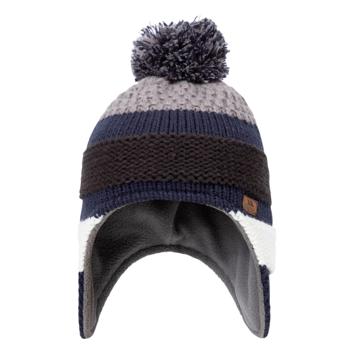 Bonnet à pompon et rabats sur oreilles PERRY bleu marine, TRESPASS