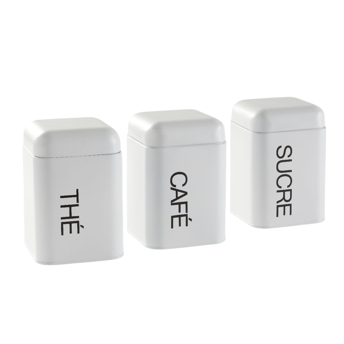 Lot de 3 boîtes de rangement métal KITCHEN blanc, UTILITY