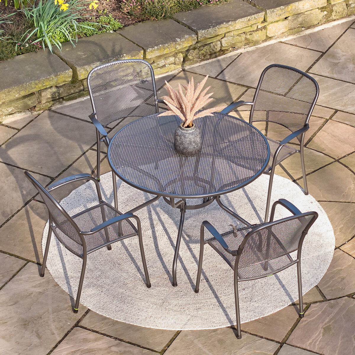 Carlo Round 4 Seater Patio Dining Set grey, SO'HOME