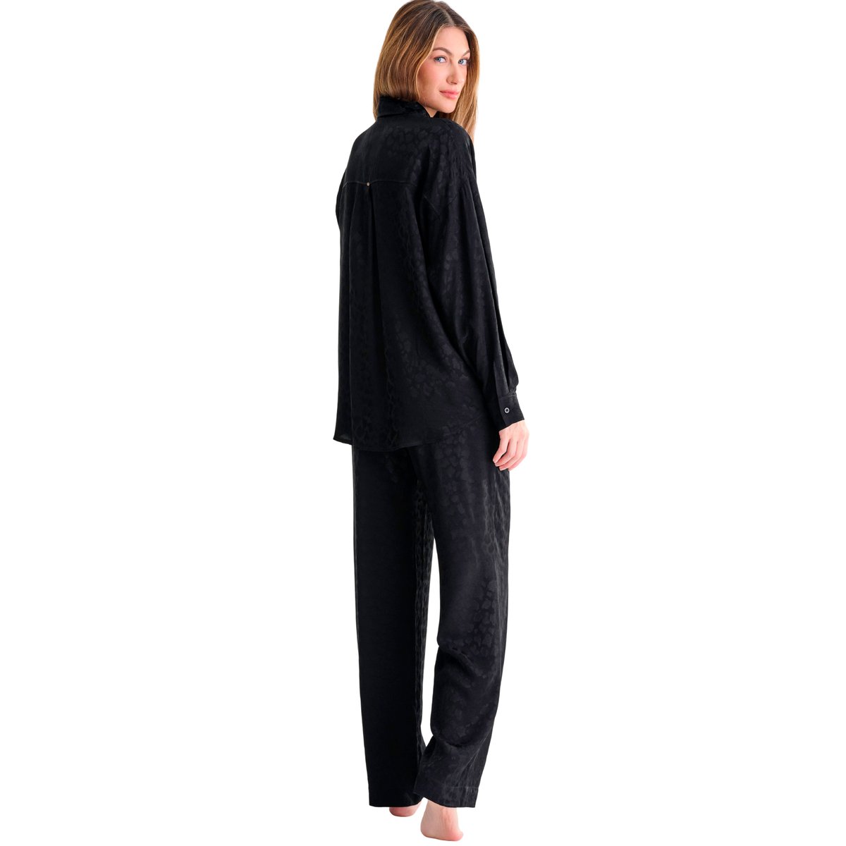 Haut pyjama chemise manches longues TALENA noir, LISCA