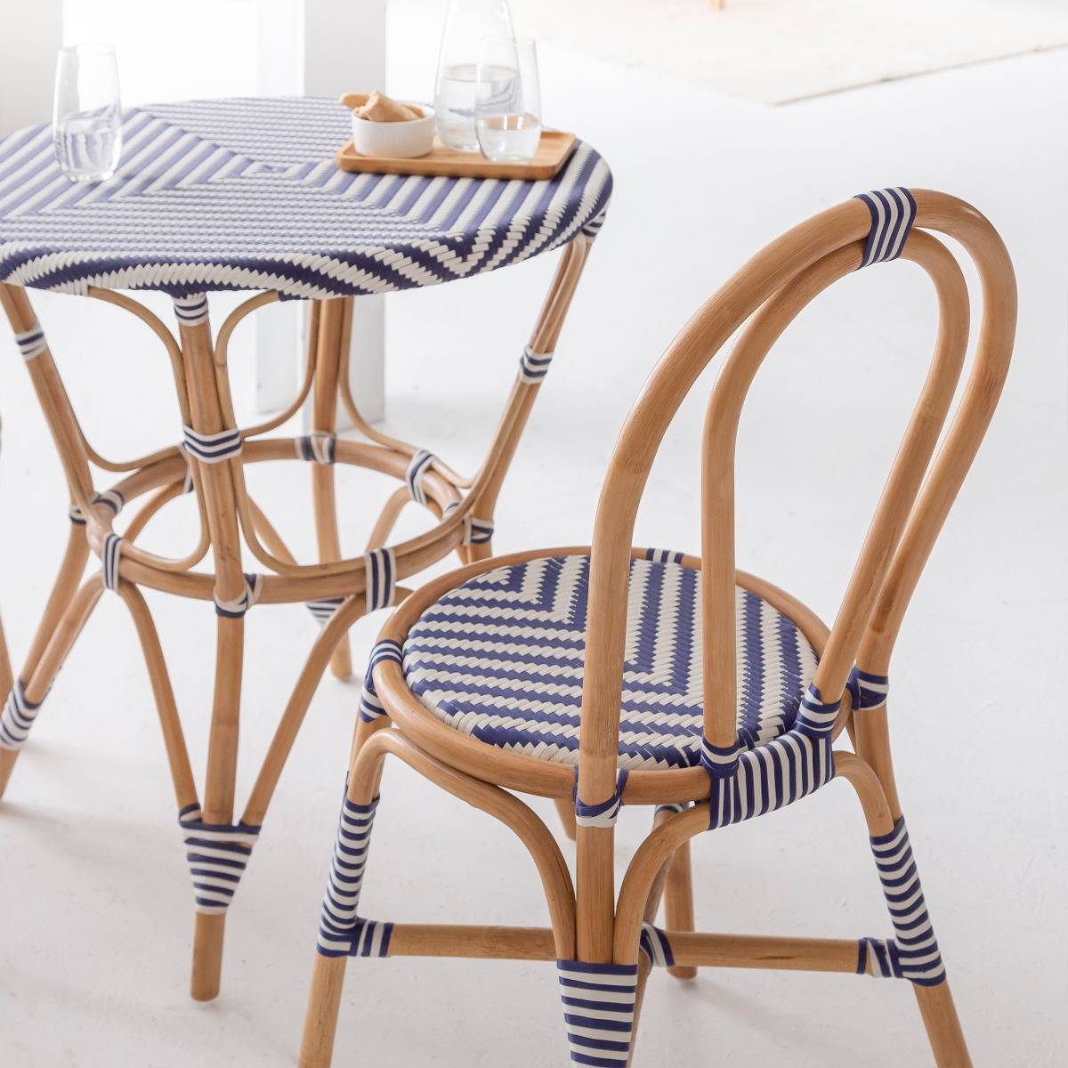 Lot de 2 chaises en rotin ELYNNE bleu, MADE IN MEUBLES 