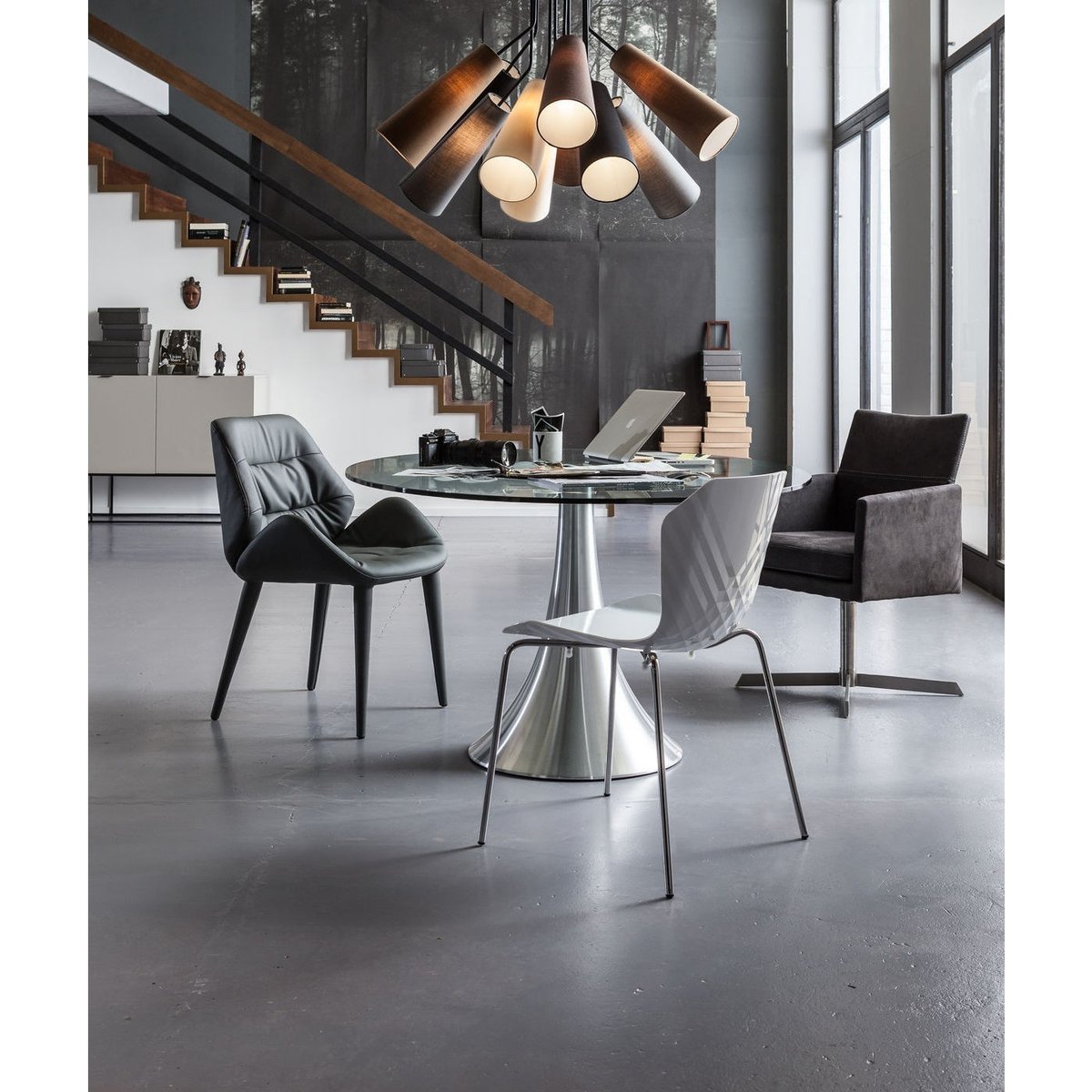 Table en verre et aluminium chromé, GRANDE POSSIBILITA chrome, KARE DESIGN