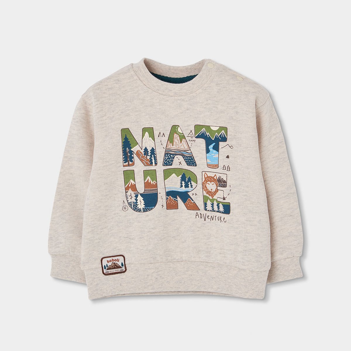 Ensemble garçon molleton imprimé Nature beige, BOBOLI