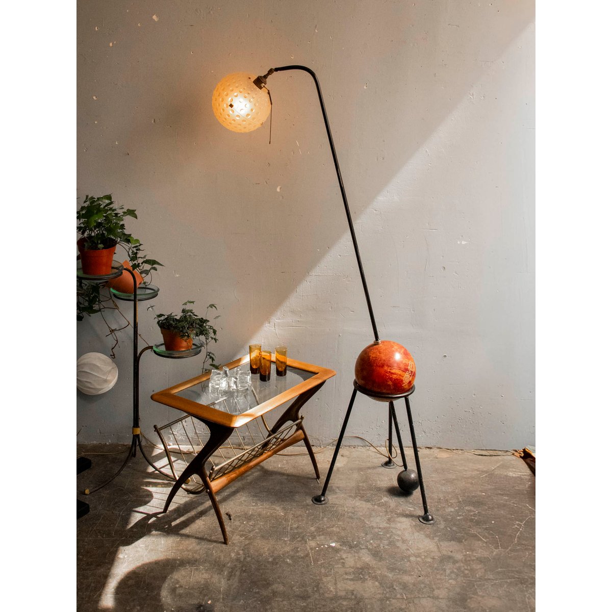 Lampadaire bowling Julien N°373 - Bon état noir, DEBONGOUT