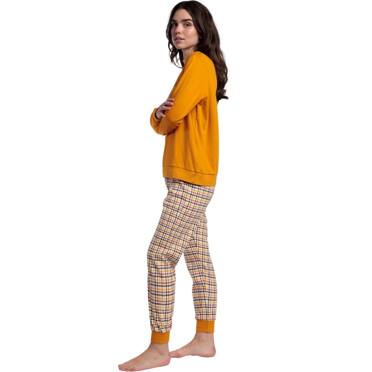 Pyjama pantalon top manches longues LouLou Returns jaune, ADMAS