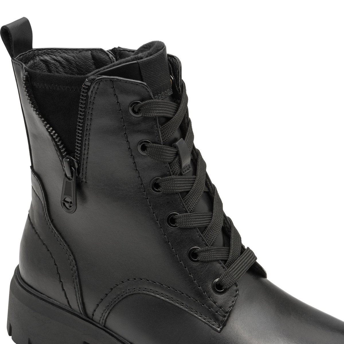 Bottine en cuir noir blanc, TAMARIS