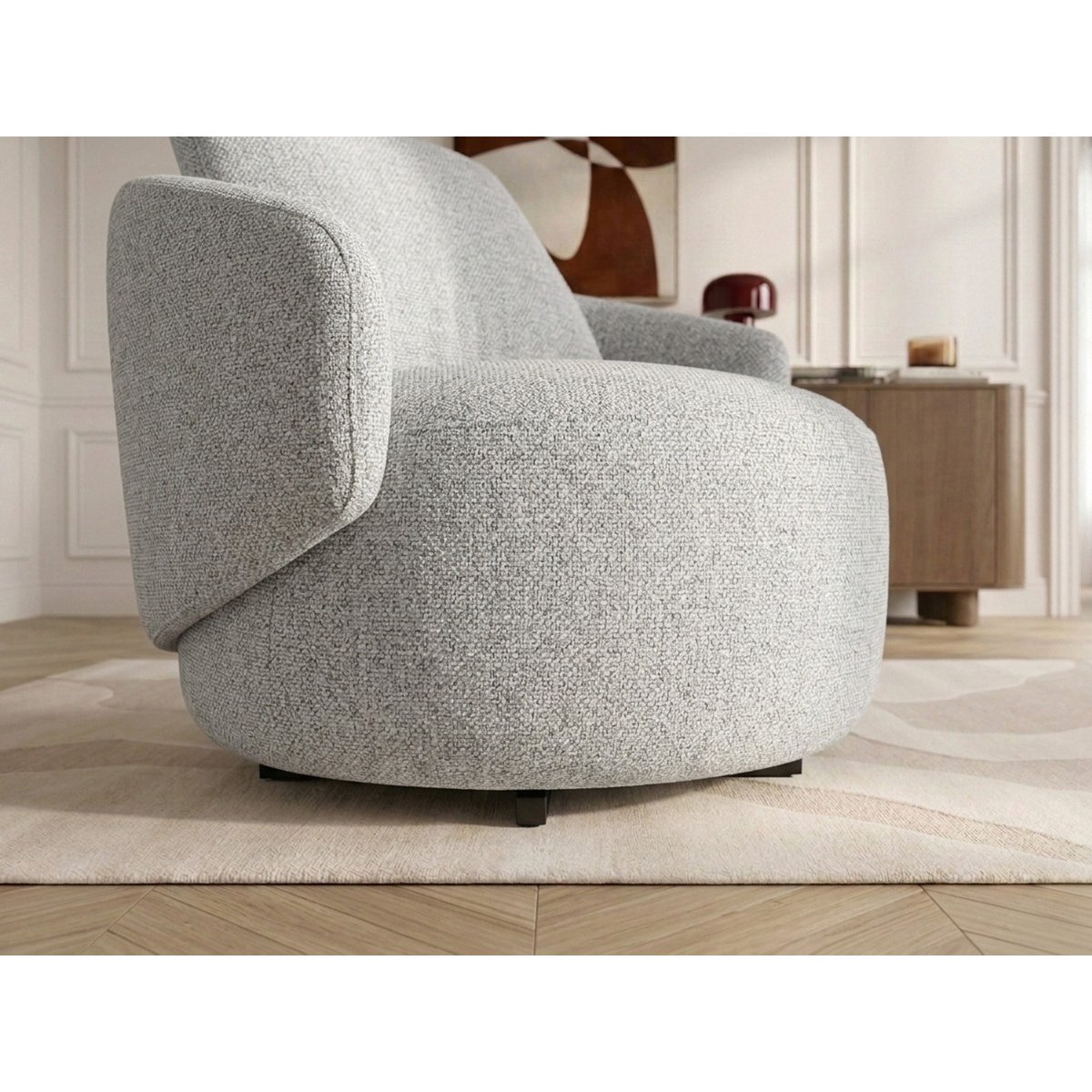 Fauteuil tissu chiné, LEXIE gris, BOBOCHIC