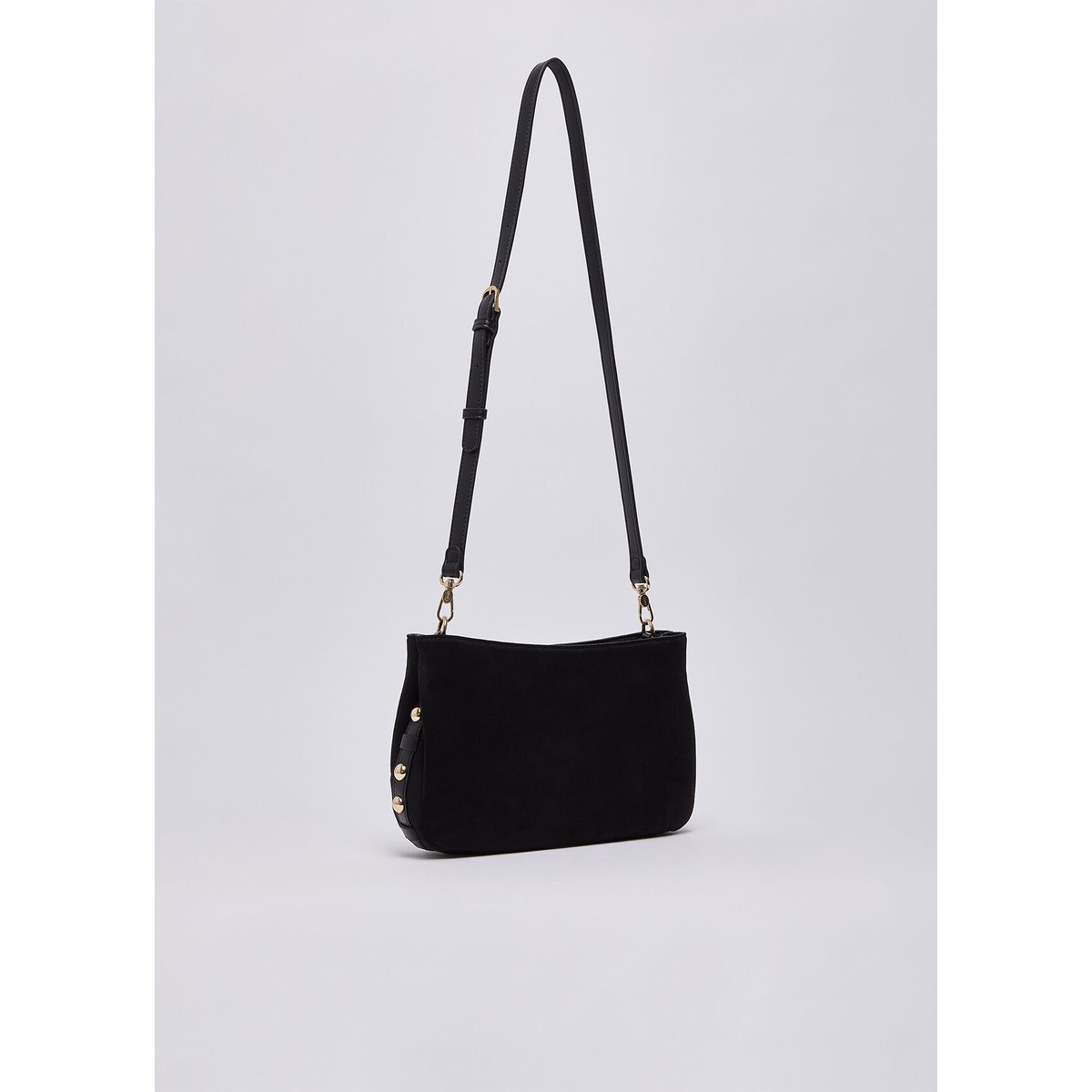 Sac bandoulière moyen en microfibre noir, LIU JO