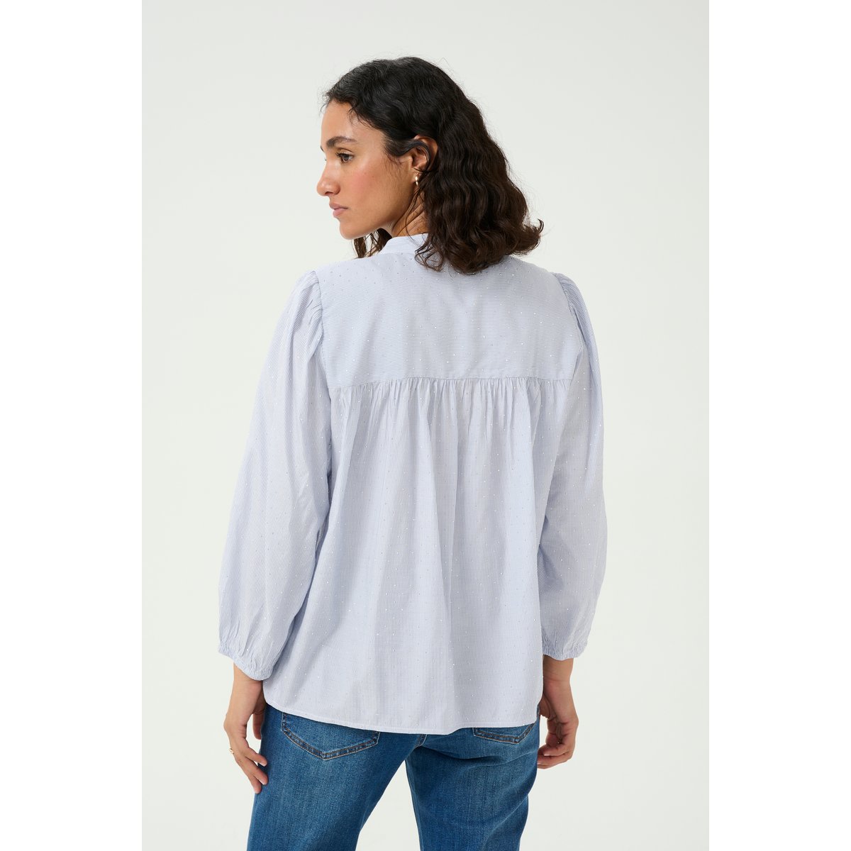Blouse with long sleeve bleu/blanc rayures, KAFFE