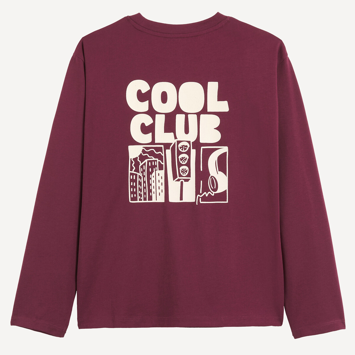 T-shirt manches longues à message bordeaux, LA REDOUTE COLLECTIONS