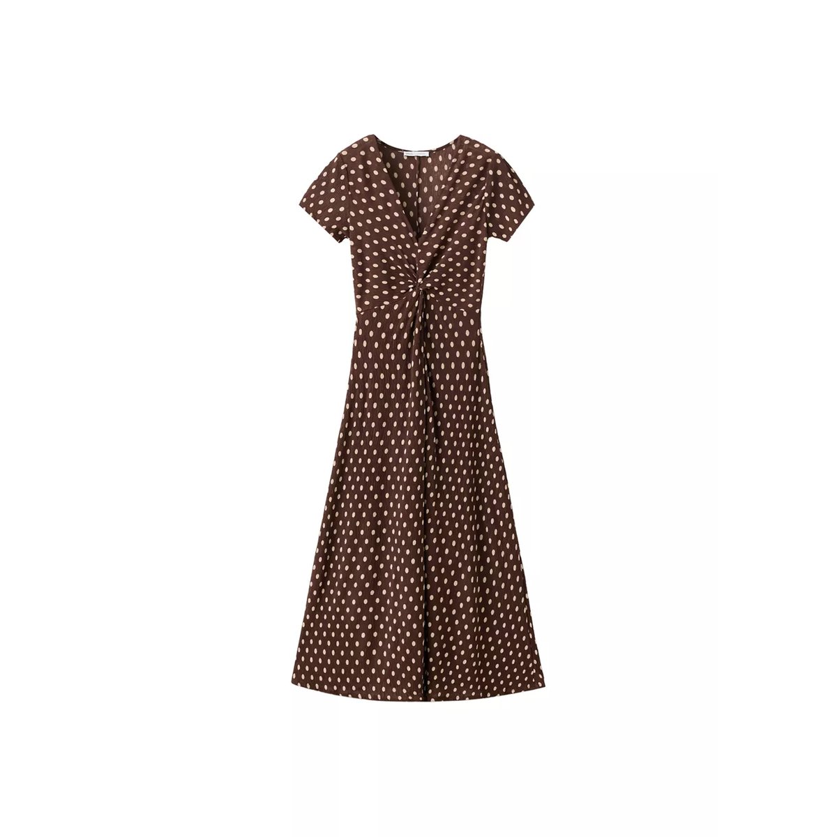 Robe de grossesse texturée à pois marron, MANGO