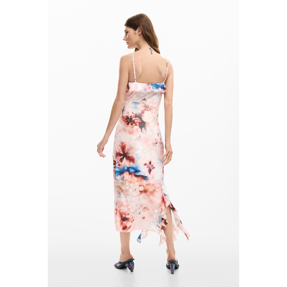 Robe fleurs volants rose, DESIGUAL