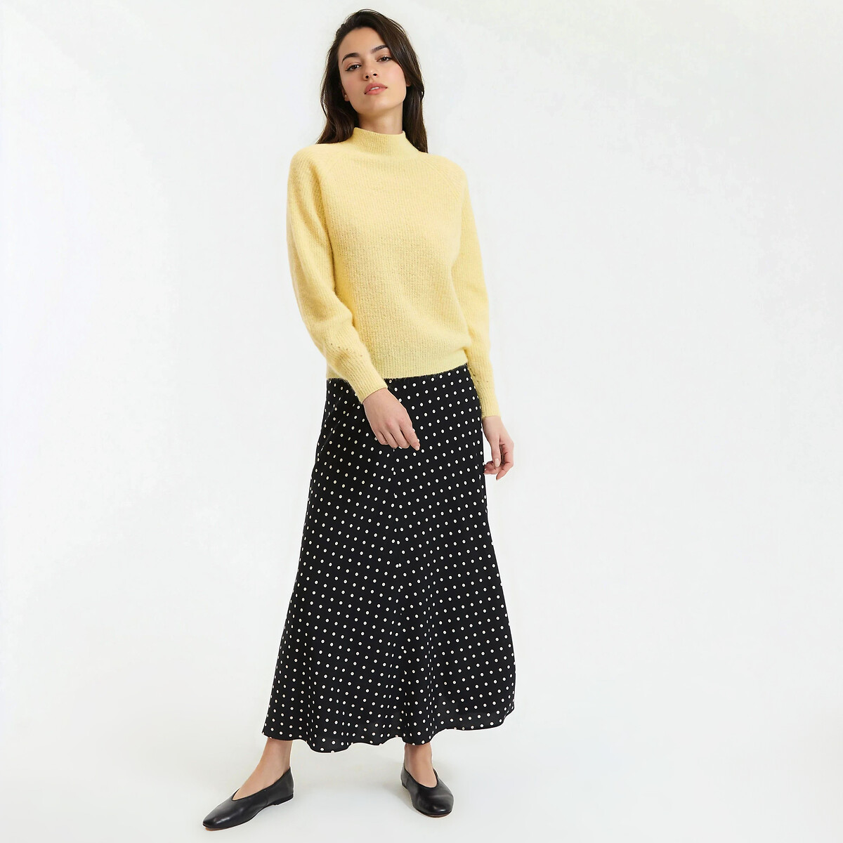 Pull col montant alpaga mélangé Signature ARISTIDE jaune, LA REDOUTE COLLECTIONS