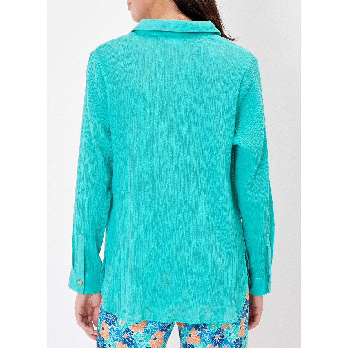 Chemise droite coton bio unie DOLORES jade, LA FIANCÉE