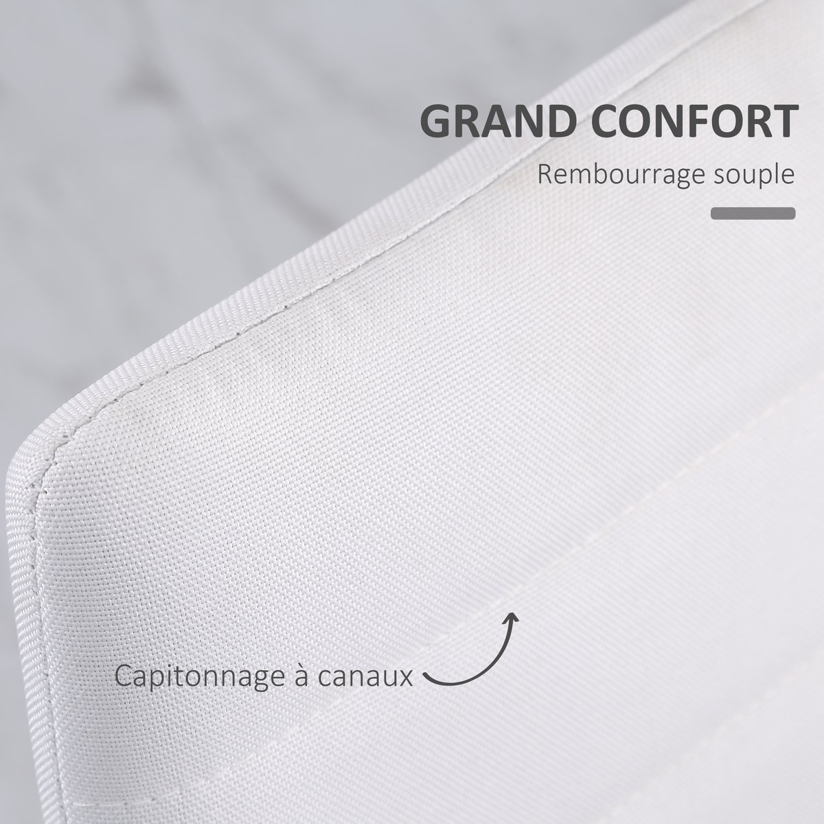 Chaise de salle à manger Lin (100% polyester) blanc, HOMCOM