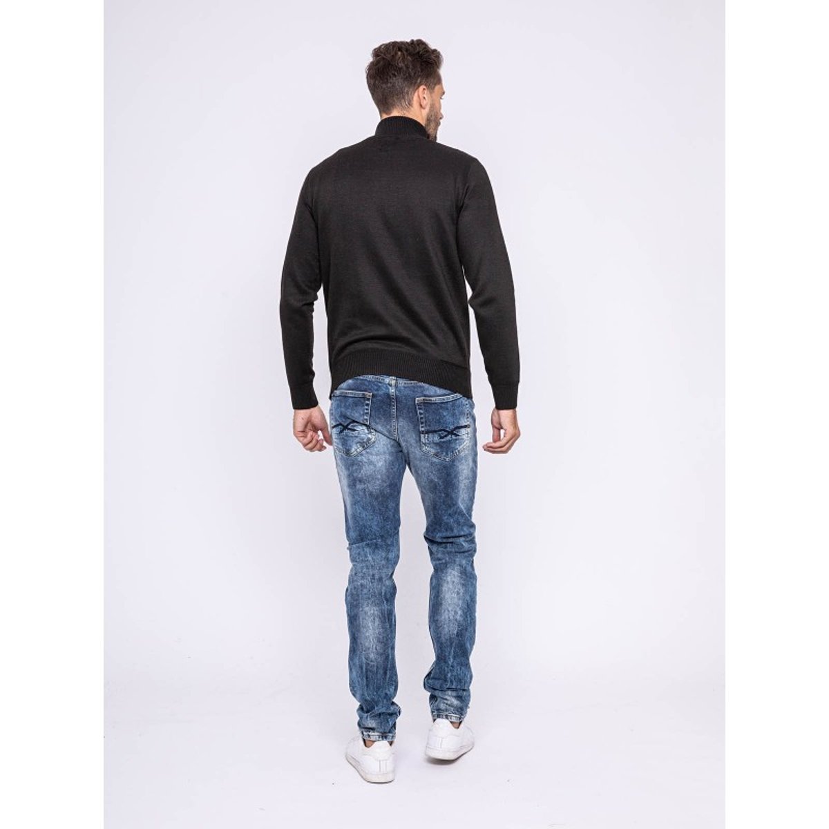 Pull Col Montant Boutons Lulite gris chiné, RITCHIE