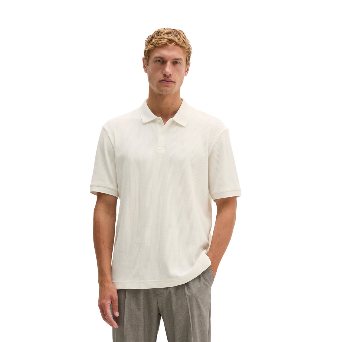 Polo en jersey côtelé, coupe classique en pur coton biologique blanc, MARC O'POLO