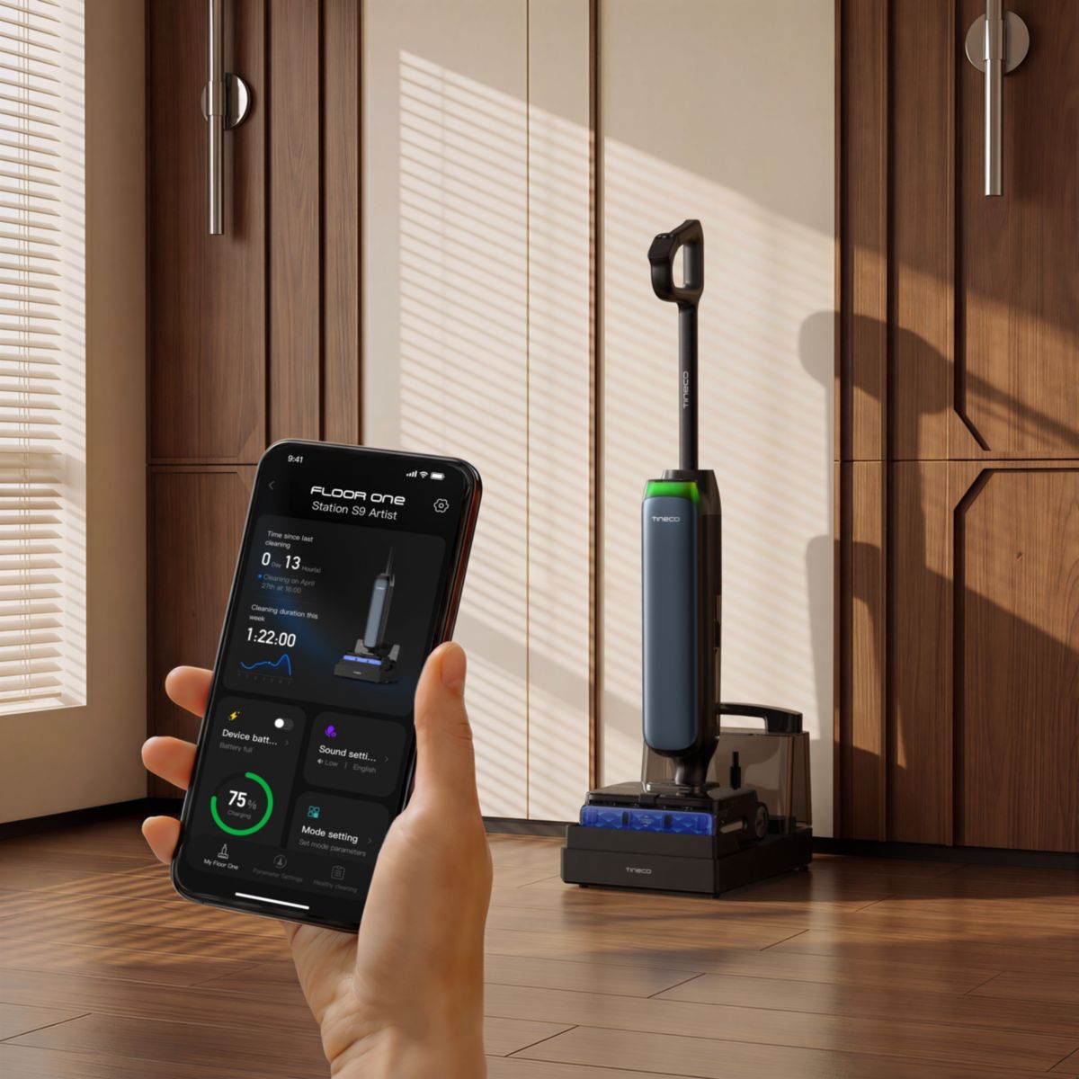 Aspirateur laveur Floor One Station S9 Artist Bleu couleur unique, TINECO