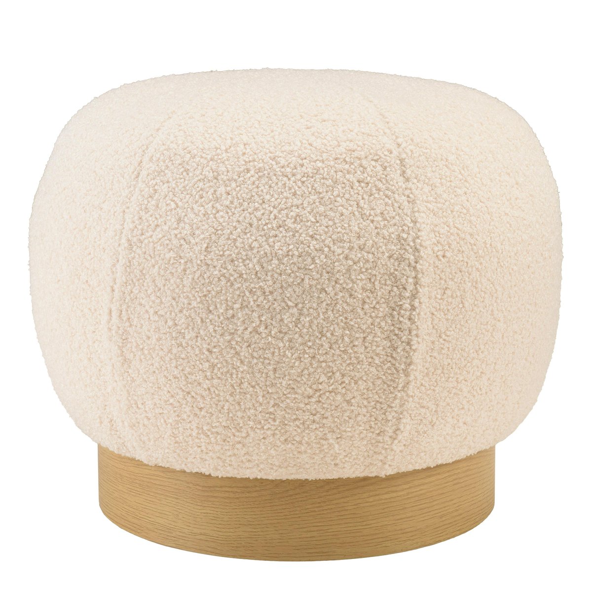 Pouf rond en tissu bouclette blanc CASTILLE ecru, PIER IMPORT