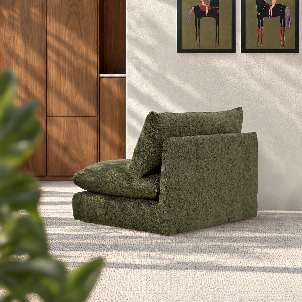 Chauffeuse modulable en chenille chiné LEOPOLD vert, BERAH GETAH