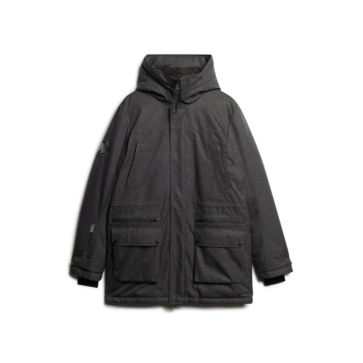 Parka rembourrée City Tweed chevron gris, SUPERDRY