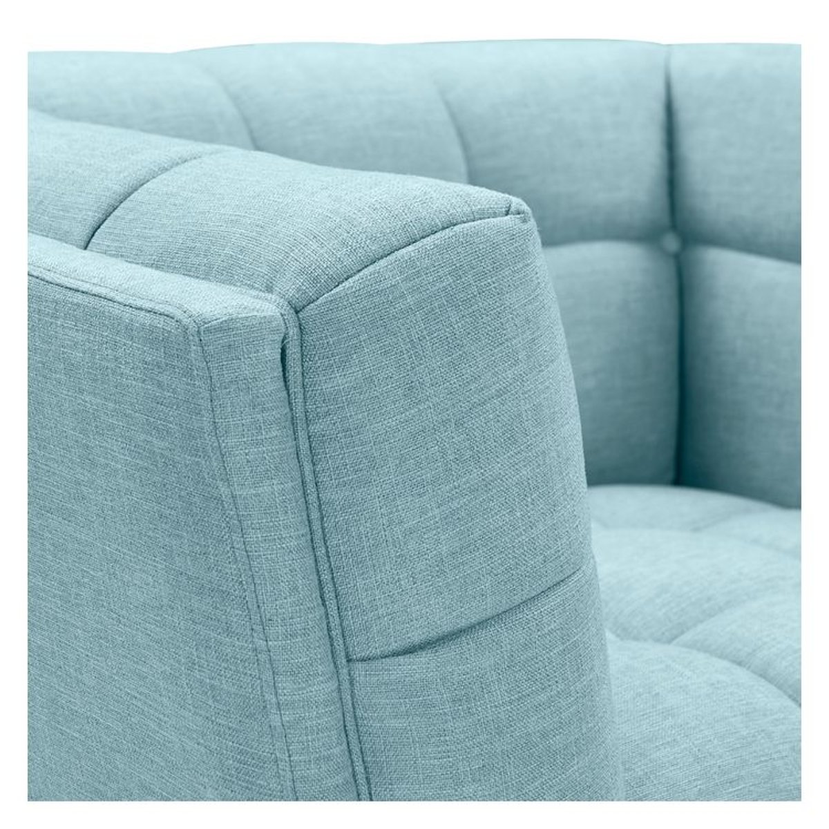 Fauteuil capitonné en tissu - CARMEN bleu clair, MAISON PAVANE