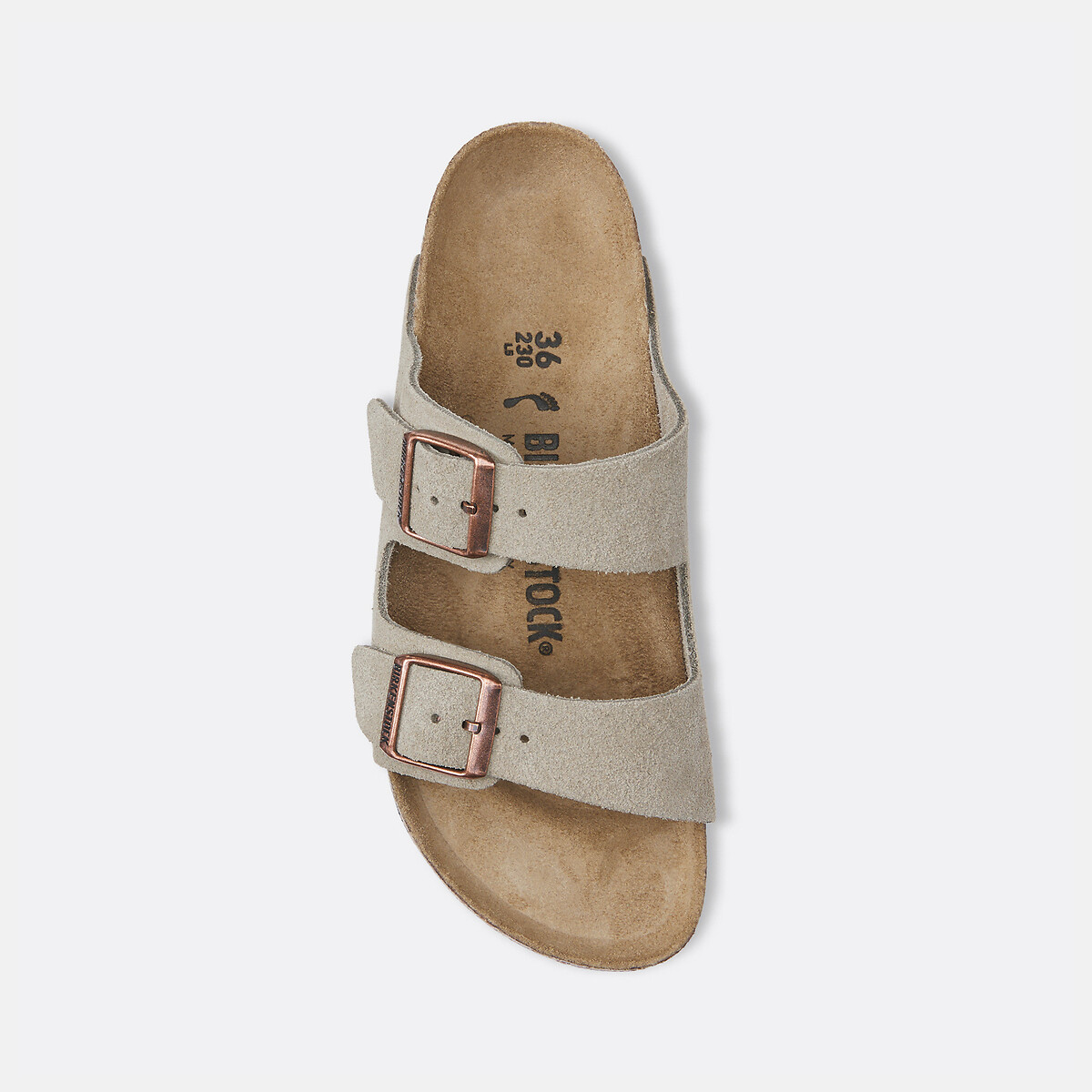 Mules doubles brides en cuir suédé ARIZONA taupe, BIRKENSTOCK