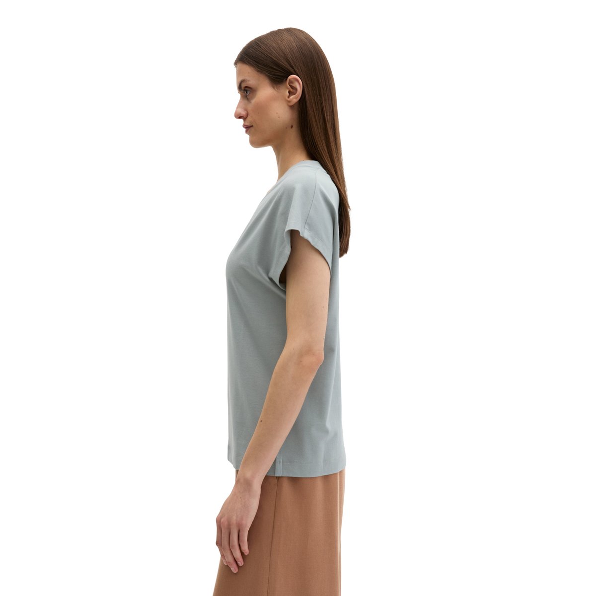 T-shirt à col en V relaxed avec TENCEL™ Modal gris, MARC O'POLO