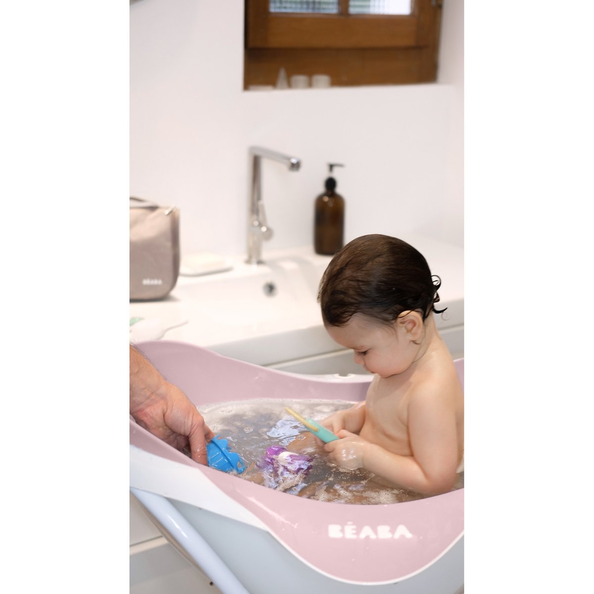 Baignoire bébé ergonomique blanc, rose, BEABA