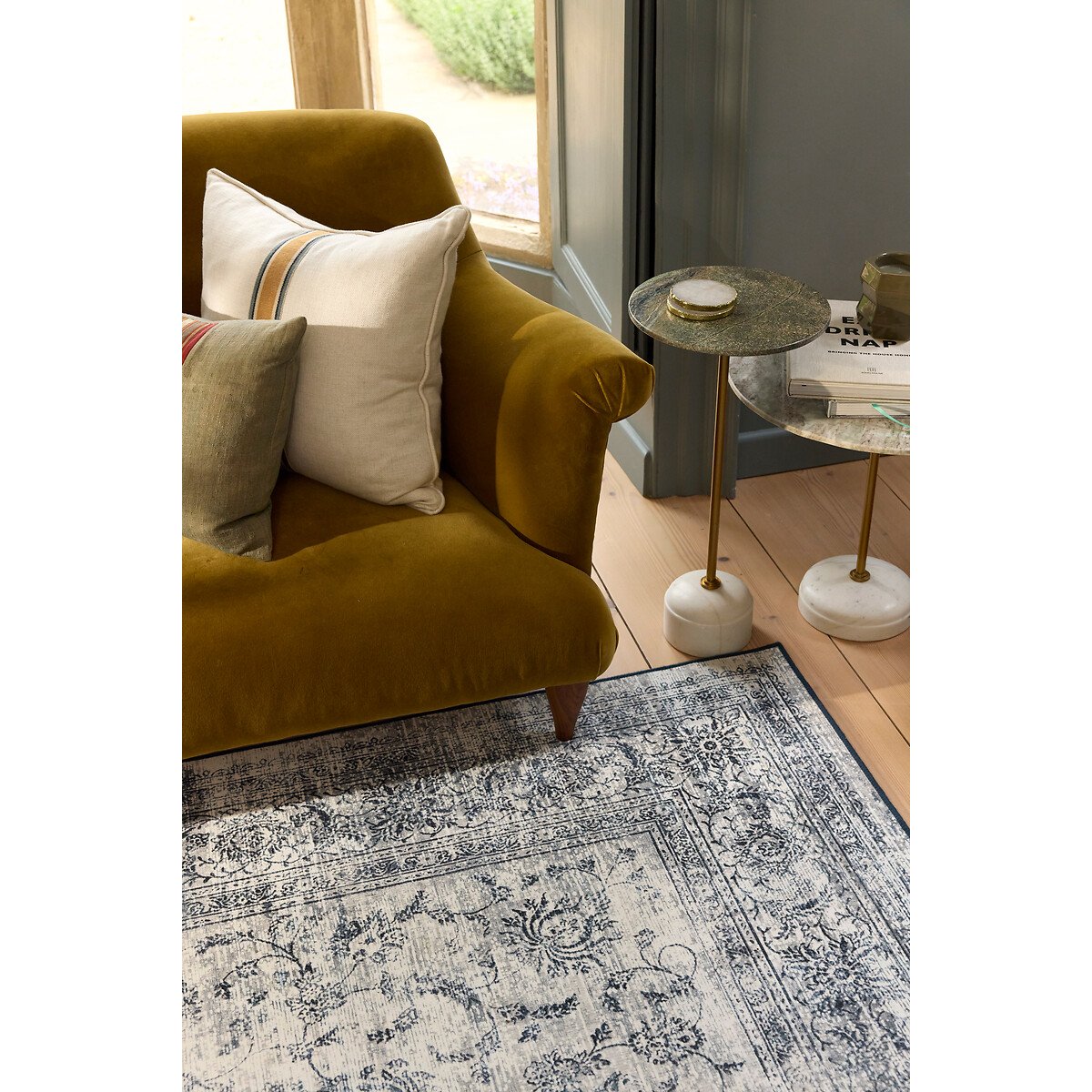 Traditional Bordered Eco-Washable Rug grey, HUG RUG