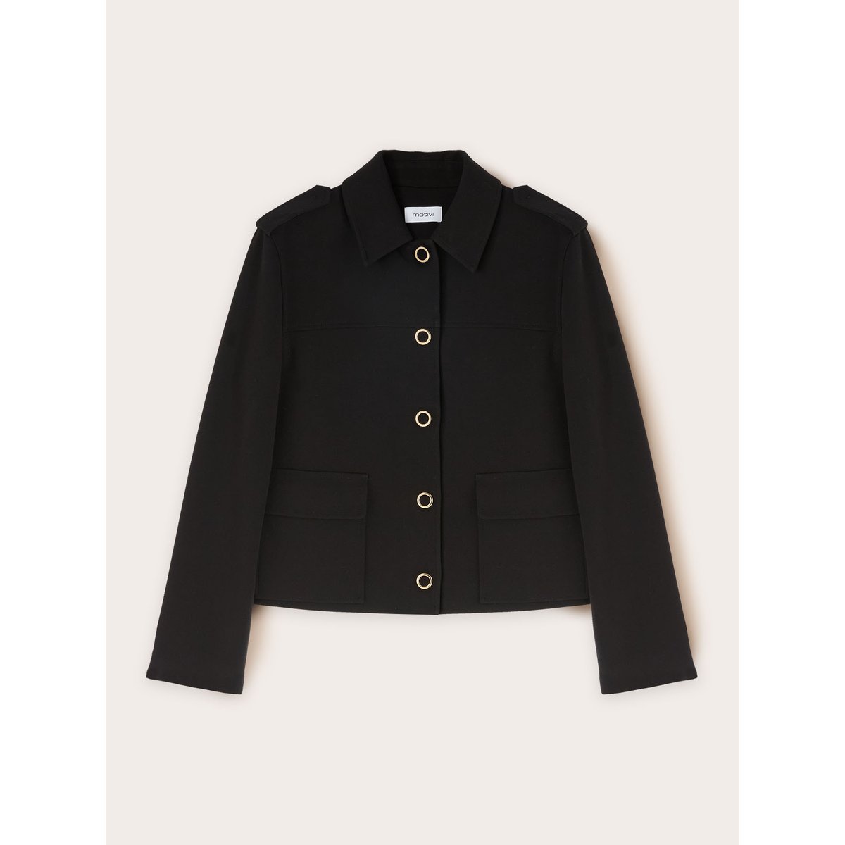 Veste en mélange de viscose avec pattes noir, MOTIVI