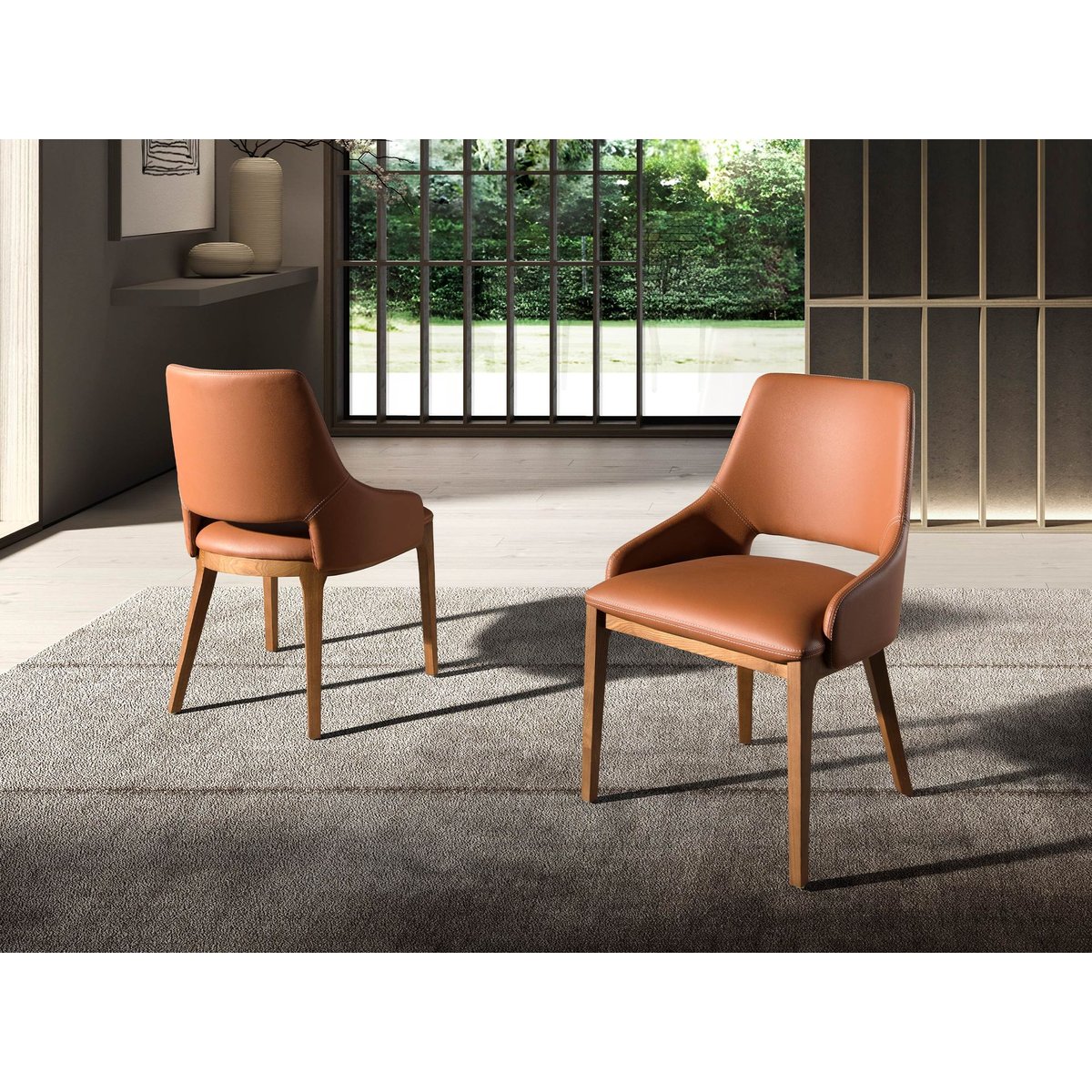 Chaise en similicuir marron | noyer, ANGEL CERDA