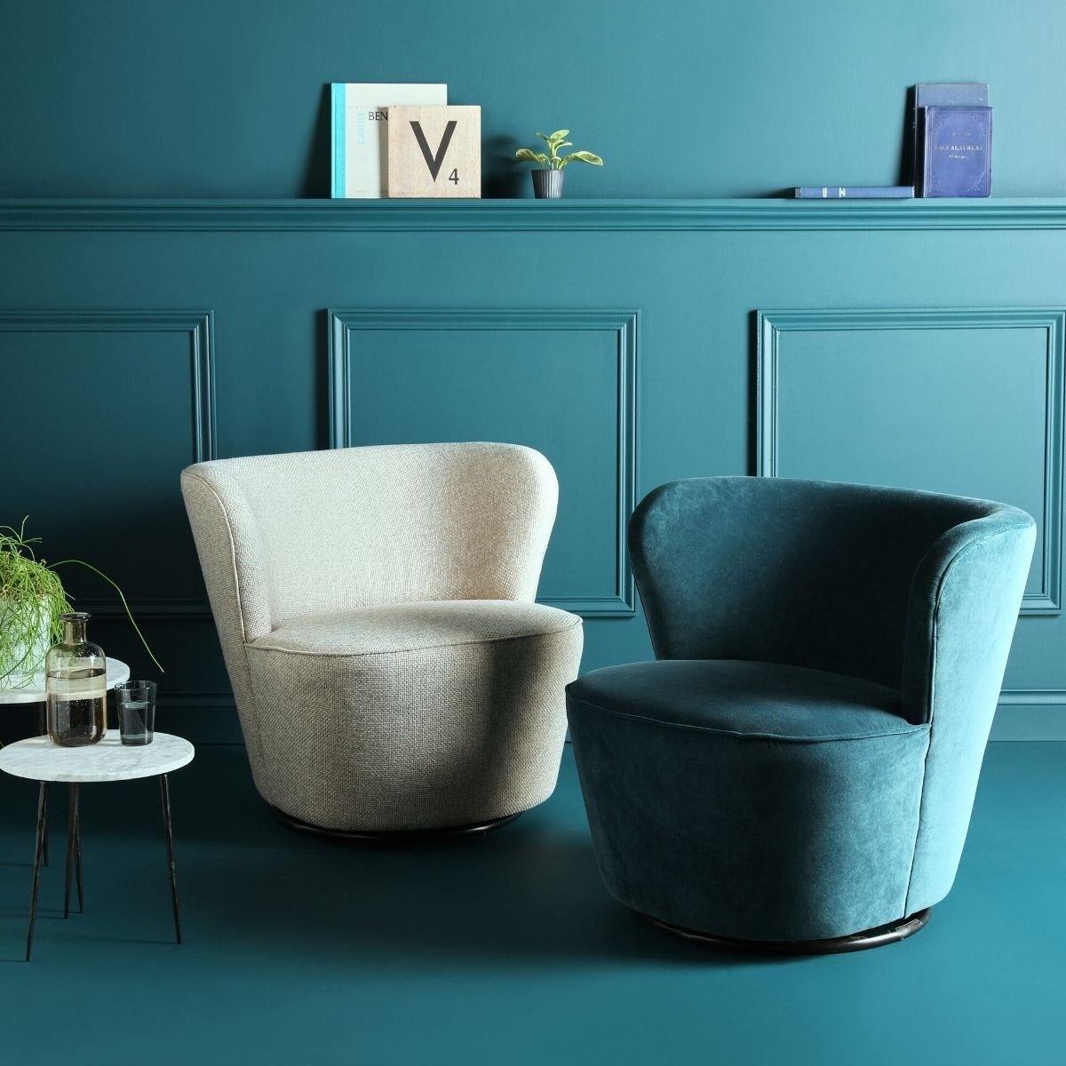 Fauteuil pivotant tramé lin Barnabé beige lin, CALICOSY