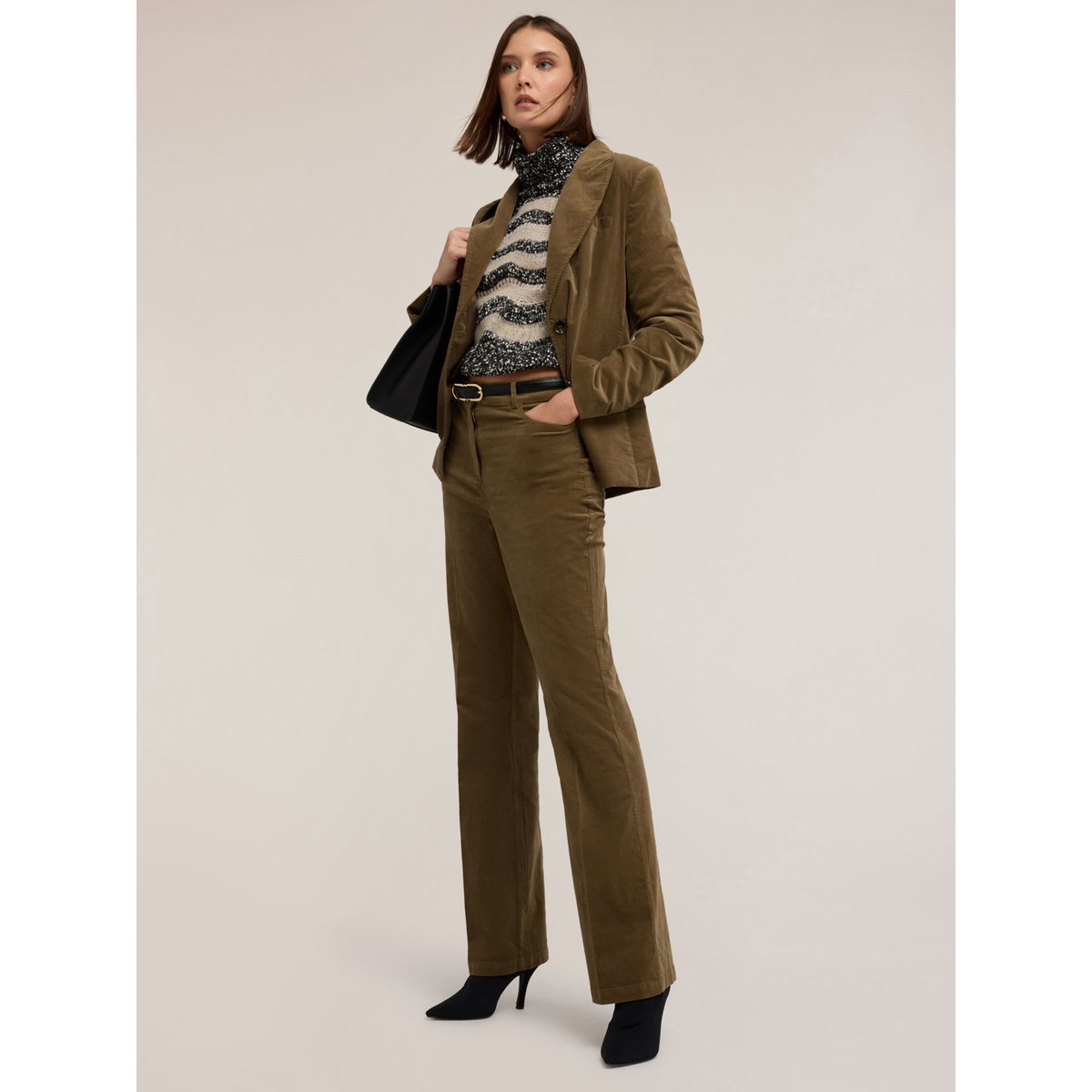 Blazer en velours côtelé de coton verde militare, MOTIVI